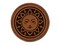 Vintage Sun Circle Face Round Iron-On Engraved Faux Leather Patch Applique - 2.5 Inch